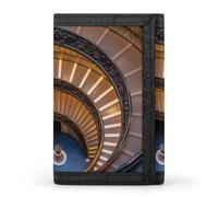 FWJZDSP Italie Rome1 Escaliers du Vatican Portefeuille Fin à Trois Volets avec Porte-Monnaie et Porte-Cartes, Porte-clés pour Hommes et Femmes