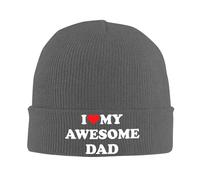 FWJZDSP J'aime Mon Super Papa - Bonnet Cadeau - Cadeau Homme - d'hiver Femme - Bonnet tricoté - Bonnet Slouchy - Bonnet tricoté Noir