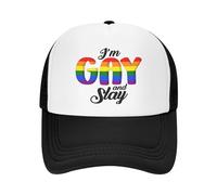 FWJZDSP Je suis Gay et Tue Le Chapeau en Maille Lgtbq Gay Pride Hat Hommes Femmes Casquette de Baseball Casquette de Camionneur