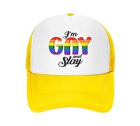 FWJZDSP Je suis Gay et Tue Le Chapeau en Maille Lgtbq Gay Pride Hat Hommes Femmes Casquette de Baseball Casquette de Camionneur