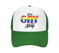 FWJZDSP Je suis Gay et Tue Le Chapeau en Maille Lgtbq Gay Pride Hat Hommes Femmes Casquette de Baseball Casquette de Camionneur