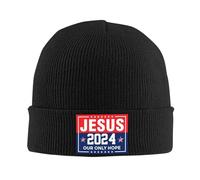 FWJZDSP Jésus 2024 Notre Seul Espoir Cadeaux Bonnet Bonnet Cadeaux Homme d'hiver Femme Bonnet tricoté Slouchy Bonnet tricoté Noir
