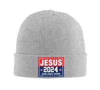 FWJZDSP Jésus 2024 Notre Seul Espoir Cadeaux Bonnet Bonnet Cadeaux Homme d'hiver Femme Bonnet tricoté Slouchy Bonnet tricoté Noir