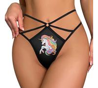 FWJZDSP Licorne Belle Couleur sous-vêtements pour Femmes à Bretelles Sexy t-Back String No Show Tongs Coupe Maille String Culotte