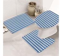 FWJZDSP Lot de 3 Tapis de Sol en Flanelle Douce et Lavable pour Un Usage Quotidien Motif Vichy Bleu Marine