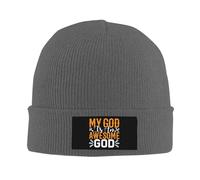 FWJZDSP Mon Dieu est Merveilleux. Dieu Aime Jésus. Foi chrétienne. Bonnet Homme, Bonnet Femme, Bonnet tricoté, Bonnet de Nuit Noir.