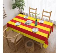 FWJZDSP Nappe Drapeau de la Catalogne 54x72 Pouces, Nappe rectangulaire imperméable en Dentelle pour Table à Manger, Nappe décorative de fête en Plein air