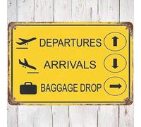 FWJZDSP Panneau en aluminium vintage pour porte d'atterrissage d'aéroport, avis d'arrivée, départ, dépôt de bagages, décoration murale, affiche de fête d'avion, 30,5 x 40,6 cm