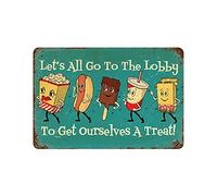 FWJZDSP Panneau en métal « Let's All Go to The Lobby to Get Ourselves a Treat » - Décoration murale vintage pour garage, bar, café, cuisine, restaurant - 30,5 x 40,6 cm