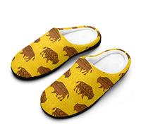 FWJZDSP Pantoufles confortables pour hommes, motif bison, en mousse à mémoire de forme, légères et en coton, pour l'intérieur et l'extérieur.