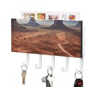 FWJZDSP Porte-clés mural décoratif Monument Valley en cuir autocollant, grand format, avec 5 crochets, style blanc.