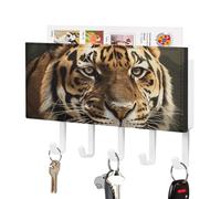 FWJZDSP Porte-clés mural Tiger, organisateur de courrier adhésif avec 5 crochets, sans perçage, pour la maison, l'entrée, le couloir, le salon ou le vestibule. Crochets décoratifs pour clés.
