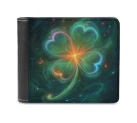 FWJZDSP Portefeuille en Cuir Neon Clover St Partick, Fin et élégant, à Deux Volets, avec 6 emplacements pour Cartes de crédit. Idée Cadeau.