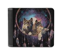 FWJZDSP Portefeuille Fantaisie Attrape-rêves Loup, Fin, à Poche Avant, avec Porte-Cartes de crédit et d'identité.