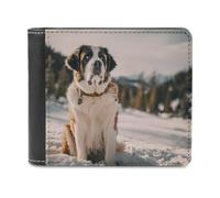 FWJZDSP Portefeuille Fantaisie Saint-Bernard, Fin et Pliable, avec Porte-Cartes de crédit et d'identité. Idéal pour Une Poche Avant.