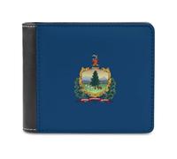 FWJZDSP Portefeuille Fin à Deux Volets avec Drapeau du Vermont pour Homme, Pince à Billets, Portefeuille Vertical en Cuir, Sac à Main