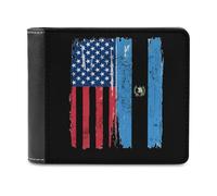 FWJZDSP Portefeuille Fin à Deux Volets avec Porte-Billets en Cuir, Style Vertical, Drapeau du Guatemala et des États-Unis, pour Homme.