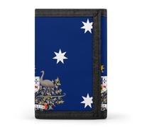 FWJZDSP Portefeuille Fin à Trois Volets avec Porte-Cartes, Porte-Monnaie et Porte-clés, Motif Drapeau Australien et Armoiries australiennes. Idéal pour Les Voyages.