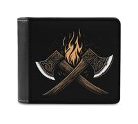 FWJZDSP Portefeuille Fin Fire and Axe pour Homme avec Pince à Billets, Portefeuille Vertical en Cuir, Sac à Main