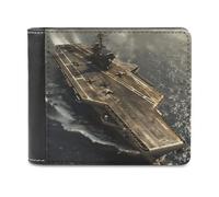 FWJZDSP Portefeuille Homme Aircraft Carrier, Grande capacité, en Cuir, Fin, avec Porte-Cartes et fenêtre pour Carte d'identité, idéal au Quotidien.