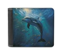 FWJZDSP Portefeuille Homme Dolphin in The Deep Ocean, Grand Format, en Cuir, Fin, avec Porte-Cartes et fenêtre pour Carte d'identité, idéal au Quotidien.