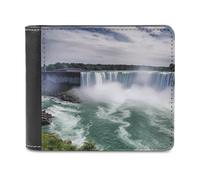 FWJZDSP Portefeuille Homme Niagara Falls, Grande capacité, en Cuir, Fin, avec Porte-Cartes et fenêtre pour Carte d'identité, idéal au Quotidien.