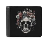FWJZDSP Portefeuille Homme Skull in Darkness, Grande capacité, en Cuir, Fin, avec Porte-Cartes et fenêtre pour Carte d'identité, idéal au Quotidien.