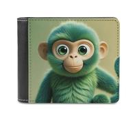 FWJZDSP Portefeuille pour Homme Green Clever Monkey, Grande capacité, en Cuir Fin, avec Porte-Cartes et fenêtre pour Carte d'identité, idéal au Quotidien.