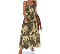 FWJZDSP Robe Longue sans Manches Style bohème décontracté pour Femme, avec Un Adorable Carlin, des Chatons Orange et Noirs et Une drôle de Petite Chienne. Robe hawaïenne à Fines Bretelles.