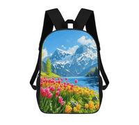FWJZDSP Sac à dos de voyage léger et imperméable, motif paysage printanier au bord du lac, idéal pour un usage quotidien et pouvant contenir un ordinateur portable de 17 pouces.