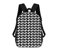 FWJZDSP Sac à dos pour ordinateur portable avec poche, grand sac réglable de 43,2 cm, sac à dos imperméable motif pied-de-poule noir, sac à dos respirant et extensible pour homme et femme, portable