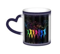 FWJZDSP Superbe danse avec impression de musique changeant de couleur sensible à la chaleur tasse à café thé tasses en porcelaine cadeau