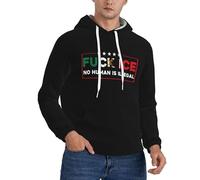 FWJZDSP Sweat à Capuche Fuck Ice No Human is Illegal, Manches Longues, Pull décontracté, Sweat-Shirt à Capuche Fantaisie