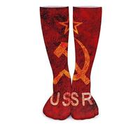 FWJZDSP Symbole de l'URSS Étoile Marteau et Faucille Chaussettes Hautes Chaussettes de Football Chaussettes Hautes Bas d'hiver Chauds Longs Bas pour Hommes Femmes