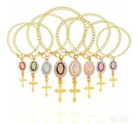 FWKAILEPING Lot de 8 breloques pour volant, chapelet catholique, décoration de volant avec breloque vierge Marie et croix pour intérieur de voiture, accessoires décoratifs pour voiture (8 couleurs)