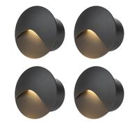 FWoche LED Lumière d'escalier 3W, Spot encastré rond 60mm, Blanc chaud Applique murale encastrée avec boîte, 230V eclairage mural alu IP44, pour l'intérieur et l'extérieur, noir(Paquet de 4)