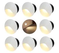 FWoche LED Spot Mural Encastré 3W, Lumière d'escalier 60mm, Blanc chaud | Applique murale encastrée avec boîte, 230V eclairage mural alu IP44, pour l'intérieur et l'extérieur, Blanc（Paquet de 8）