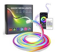 FWoche Ruban LED Néon RGB IC, 2m Bande LED USB IP67 étanche bande flexible | avec APP Bluetooth et télécommande IR, Synchronisation Musicale, lumineuse en silicone, couleur magique pour salon, chambre