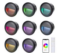 FWoche spot encastrable exterieur RGB Blanc chaud blanc froid, Bluetooth led escalier 65mm, avec boîte encastrée, télécommande 230V eclairage mural Alu etanche escalier encastrable, noir(Paquet de 8)