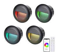 FWoche spot encastrable exterieur RGB Blanc chaud blanc froid, Bluetooth led escalier 65mm, avec boîte encastrée, télécommande 230V eclairage mural Alu IP65 escalier encastrable, noir(Paquet de 4)