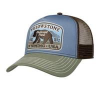 FWS Casquette Trucker National Park Homme - de Baseball Mesh Snapback, avec visière, visière Printemps-été - Taille Unique Marron-Bleu