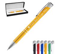FwSYouMAI Stylo personnalisé 1 pcs,Stylo à bille personnalisé avec nom d'entreprise gravé message logo,Encre noire Capuchon Click-Off - Or 1 Unité (Lot de 1)