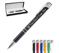 FwSYouMAI Stylo personnalisé 1 pièce,Stylo à bille personnalisé avec nom de l'entreprise gravé, message et logo, encre noire, capuchon encliquetable, noir 1 Unité (Lot de 1)