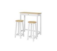 SoBuy FWT50-WN Set DE 1 Table + 2 Tabourets Table Mange-Debout Table Haute Cuisine Ensemble avec Repose-Pieds