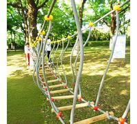 FWTXZTER Pont en Corde pour Enfants Extérieur, Pont d'Équilibre de 6 m pour Jardin d'Aventure pour Enfants, Pont Suspendu pour Aire de Jeux, Jouet pour Extérieur, Pont à Bascule pour Enfants