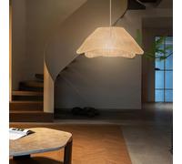 FWX Luminaire Suspendu en rotin éclairage de Restaurant luminaire Suspendu Boho, Montage au Plafond Lampe Suspendue en Osier tissé bohème Lustre réglable en rotin pour Couloir d'îlot de Cuisine