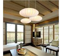 FWX Lustre E27 Restaurant éclairage Moderne Minimaliste intérieur Suspension Tissu Blanc Lanterne Lampe Suspendue Salon café Bar créatif plafonnier en métal (Taille : 50cm)