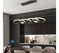 FWX Lustre LED Salle Suspension Lumière Pendant Dimmable avec télécommande Lampe Suspendue Moderne Art Désign Hauteur Réglable pour Salle à Manger Restaurant Réception Barre Salon (Color : Noir)