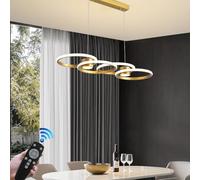 FWX Lustre LED Salle Suspension Lumière Pendant Dimmable avec télécommande Lampe Suspendue Moderne Art Désign Hauteur Réglable pour Salle à Manger Restaurant Réception Barre Salon (Color : Gold)