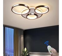 FWX Plafonnier LED Large Intérieur Moderne Salon Lumière Marron Lampe Plafond Rond Dimmable Eclairage Métallique 3000k-6000k avec Télécommande Restaurant Chambre Bar Café Lustre (Taille : 4heads)